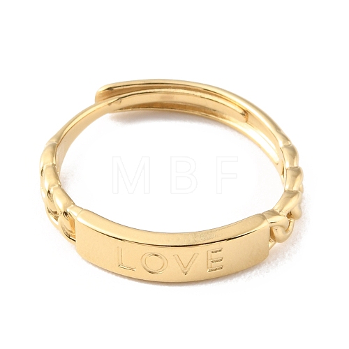 304 Stainless Steel Rectangle with Word Love Adjustable Rings for Valentine's Day RJEW-D002-39G-1