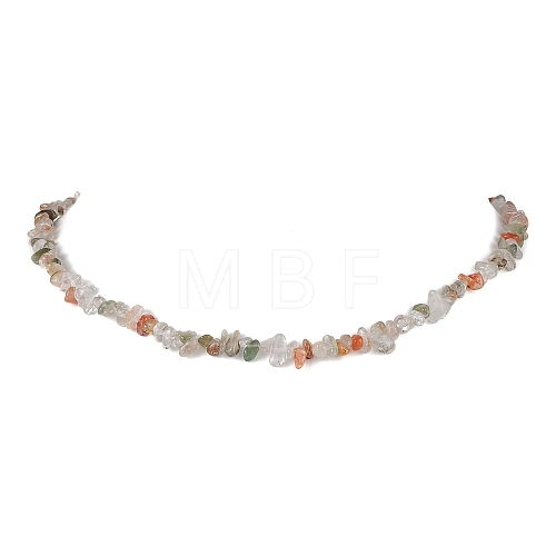 Natural Rutilated Quartz Chip Beaded Necklace NJEW-JN04615-10-1