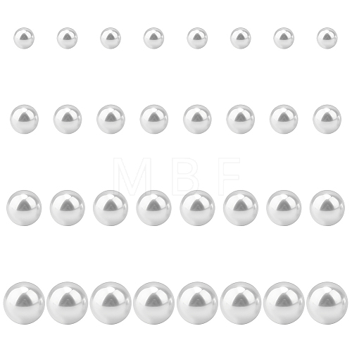 ANATTASOUL 16 Pairs 4 Size Plastic Imitation Pearl Stud Earrings with Steel Iron Pins EJEW-AN0003-89-1