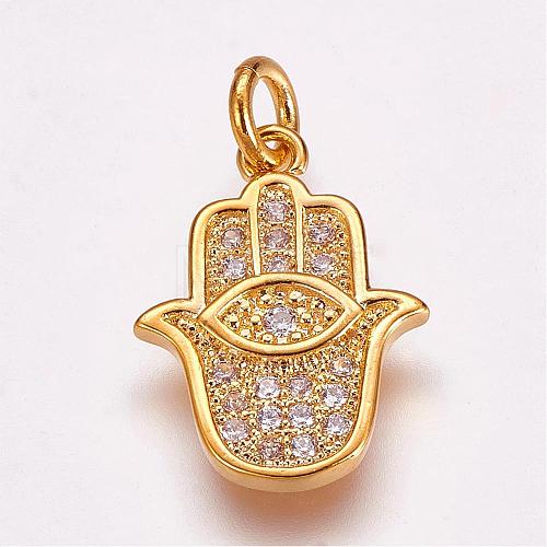 Brass Micro Pave Cubic Zirconia Pendants ZIRC-G099-39G-1