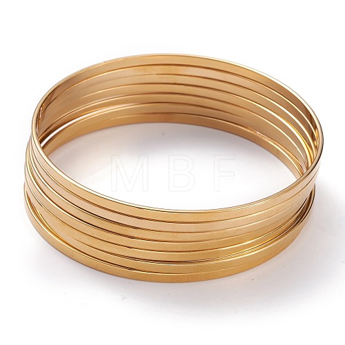7Pcs Women's Simple Fashion Vacuum Plating 304 Stainless Steel Stackable Bangles BJEW-O182-06G-1