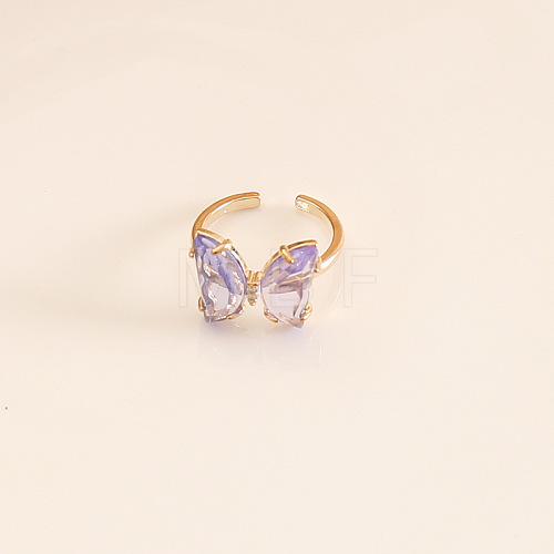 Butterfly Brass Glass Cuff Rings WGB6B8C-03-1