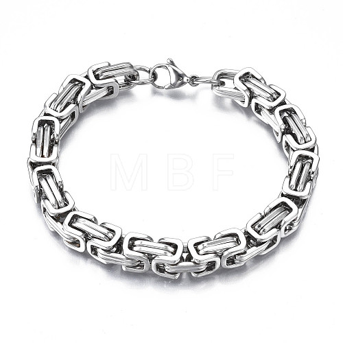 201 Stainless Steel Byzantine Chain Bracelet for Men Women BJEW-S057-71-1