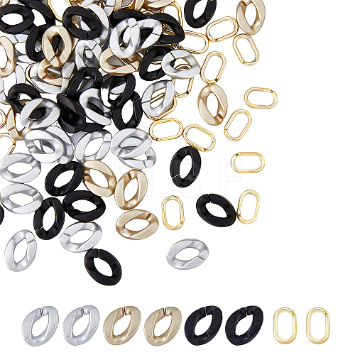 300Pcs 4 Style Spray Painted CCB Plastic Linking Rings CCB-FH0001-13-1