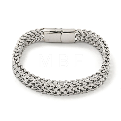 Tarnish Resistant 201 Stainless Steel Wheat Chain Bracelets with Magnetic Clasps for Women and Men BJEW-F473-06P-03-1