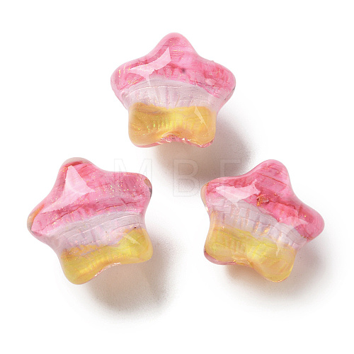 Gradient Color Transparent Hand-drawed Acrylic Beads TACR-P012-01B-07-1