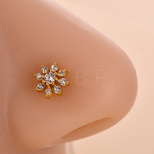 316L Surgical Stainless Steel Clear Cubic Zirconia L-Shaped Nose Rings WG09863-06-1