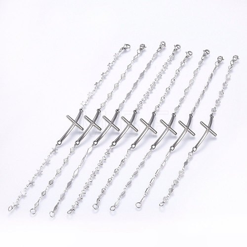 304 Stainless Steel Link Bracelets BJEW-F330-11P-1