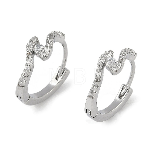 Clear Cubic Zirconia Hoop Earrings EJEW-L292-013P-1