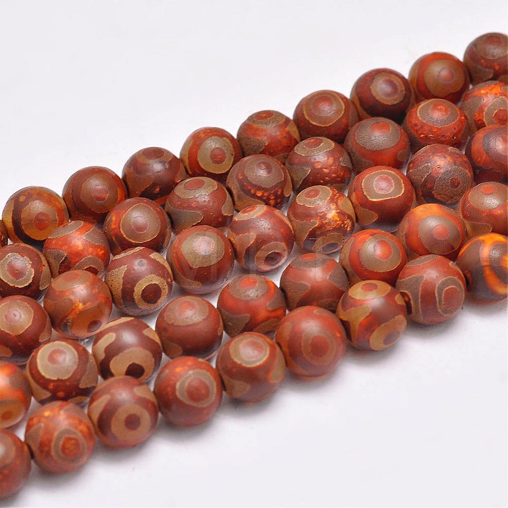 Natural Tibetan 3-Eye dZi Agate Beads Strands - mybeadsfindings.com