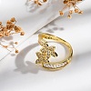 Rack Plating Brass Micro Pave Clear Cubic Zirconia Open Cuff Finger Rings for Women RJEW-M028-88G-3