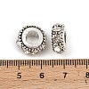 Flat Round Antique Silver Plated Alloy Rhinestone European Beads ALRI-Q228-10H-3