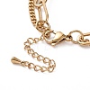 Vacuum Plating 304 Stainless Steel Double Chains Multi Layered Necklace with Heart Padlock Charms for Women STAS-E155-05G-3