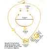 Airplane & Earth 201 Stainless Steel Pendant Necklace & Stud Earring & Cuff Ring & Cuff Bangle Sets FS-WG54043-01-3