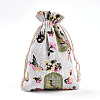 Butterfly & Birdcage Printed Polycotton(Polyester Cotton) Packing Pouches Drawstring Bags ABAG-T004-10x14-33-2