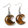 Rack Plating Moon Brass Dangle Earrings for Women EJEW-B064-02P-07-1