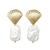 304 Stainless Steel and Natural Baroque Pearl Keshi Pearl Stud Earrings EJEW-JE07106-02-3