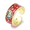 Brass Micro Pave Cubic Zirconia Enamel Cuff Rings for Women RJEW-L113-019G-02-4