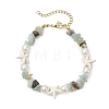 Starfish Synthetic Turquoise & Natural Flower Amazonite Chip Beaded Bracelets for Women BJEW-JB11264-04-2