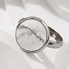 Half Round Natural Howlite Finger Rings RJEW-M062-01P-20-5