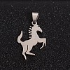 Boy Jewelry Original Color 201 Stainless Steel Blank Horse Pendants STAS-I032-227-2