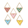 Glass Seed Beaded Rhombus Pendants PALLOY-MZ01085-1