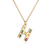 Brass Pave Colorful Cubic Zirconia Initial Pendant Necklaces for Women FS-WG02860-08-1