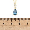 925 Sterling Silver Sapphire Rhinestone Teardrop Pendant Necklace for Women NJEW-V013-01G-5