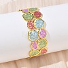 Brass Enamel Cuff Bangles for Women BJEW-A173-02G-3