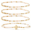4Pcs Vintage Cylinder Seed Beads &  Brass Beaded Bracelet Sets VC6317-2-1