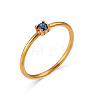 Flat Round 304 Stainless Steel Micro Pave Cubic Zirconia Finger Rings FS-WG2DA17-45-1