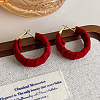 C-Shaped Alloy Velvet Hoop Earrings FS-WG0AD43-01-1