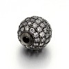CZ Brass Micro Pave Cubic Zirconia Round Beads ZIRC-L017-01B-2