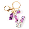 Alloy Resin Heart Keychains KEYC-TADJ0002-01G-V-2