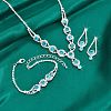 Teardrop Brass Rhinestone Necklaces & Link Bracelets & Stud Earring Sets FS-WGE0FD5-03-2