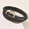 Braided Microfiber Leather Cord & Natural Tiger Eye Multi-strand Bracelets BJEW-C153-01A-2