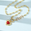 Mother's Day Brass Micro Pave Clear Cubic Zirconia Enamel Red Sacred Heart Mama Pendant Necklaces for Women NJEW-A071-12B-G-2