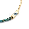 Adjustable Miyuki Seed & Natural African Turquoise & Brass Evil Eye Beaded Necklaces NJEW-O127-03-3