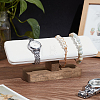 PU Leather T-Bar Bracelet Display Stands with Wooden Base BDIS-WH0010-11C-4
