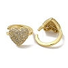 Rack Plating Brass Micro Pave Clear Cubic Zirconia Heart Cuff Earrings for Women EJEW-P280-19G-2