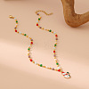 Christmas Alloy & Brass Red ang White Enamel Pendant Colorful Resin Beaded Necklaces for Women FS-WGF8F07-02-1