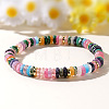 Natural Mixed Gemstone & Brass Beads Stretch Bracelets for Women RV1969-1-4