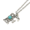 Letter A~Z Antique Silver Plated Alloy with Synthetic Turquoise Pendant Necklaces NJEW-G080-01F-2