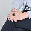 304 Stainless Steel with Natural Tiger Eye Finger Rings for Men FS-WG44E14-15-2