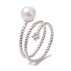 Round & Star Natural Pearl Finger Rings RJEW-P113-13P-1