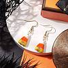 Candy Corn Handmade Lampwork Dangle Earrings EJEW-JE05869-2