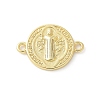 Brass Saint Benedict Medal Connector Charms KK-P294-01G-1