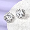 Brass Pave Clear Cubic Zirconia & Glass Stud Earrings EJEW-G471-03P-01-3