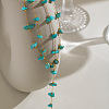 Synthetic Turquoise Chip 304 Stainless Steel Double Layer Hand Chain Ring Bracelets for Women HN5192-4