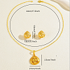 Brass Teardrop with Flower Pendant Necklace & Stud Earrings Sets for Women WB6446-5